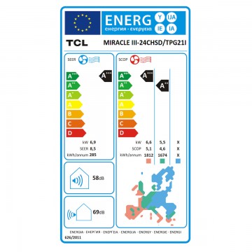 TCL 24CHSD/TPG21I Miracle III Κλιματιστικό Inverter 24000 BTU A+++/A++ με WiFi